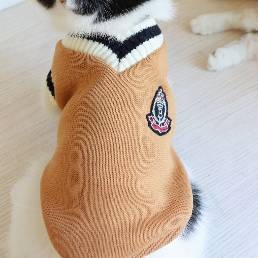 American College Style Cat Knit Sweater