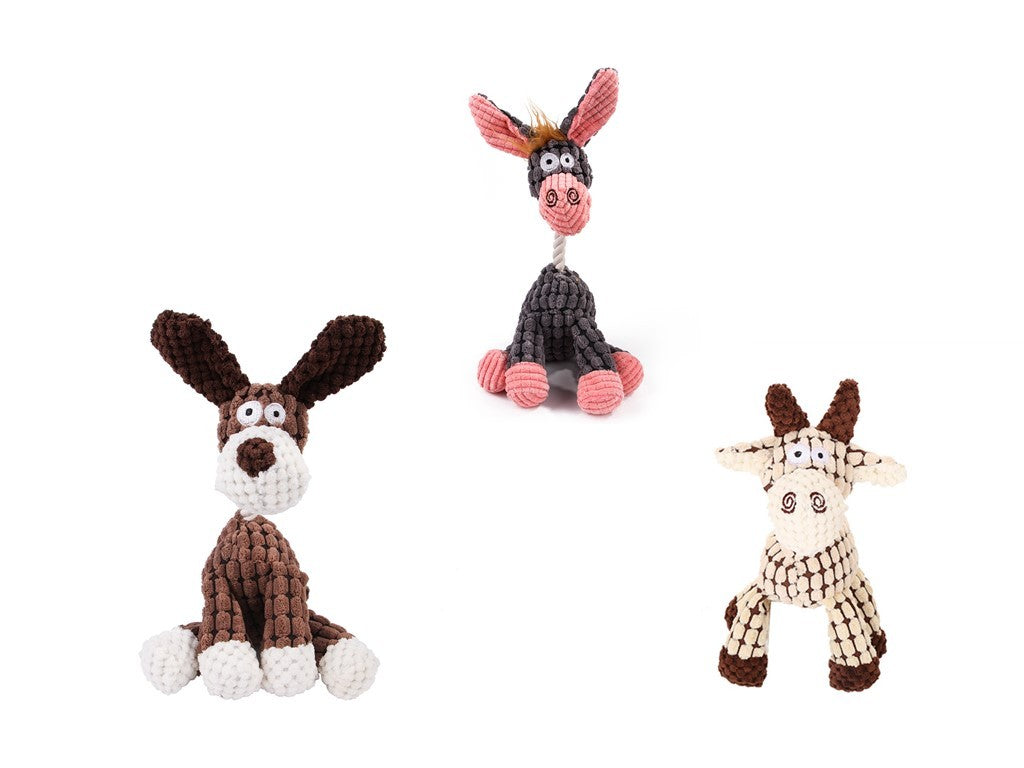 Pet Toy Donkey Shape Corduroy Chew Toy For Dogs and Puppy
