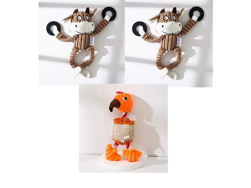 Pet Toy Donkey Shape Corduroy Chew Toy For Dogs and Puppy