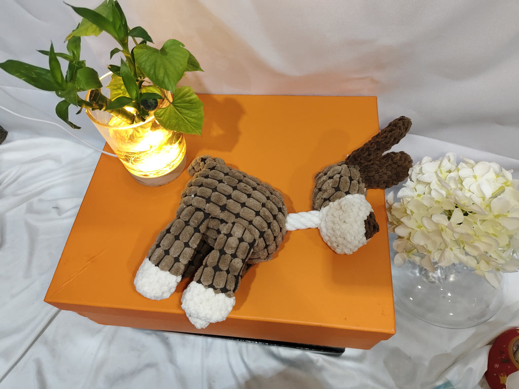 Pet Toy Donkey Shape Corduroy Chew Toy For Dogs and Puppy